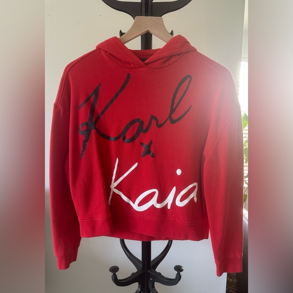 Karl Lagerfeld X Kia Gerber Collab Red Hoodie - Size Small